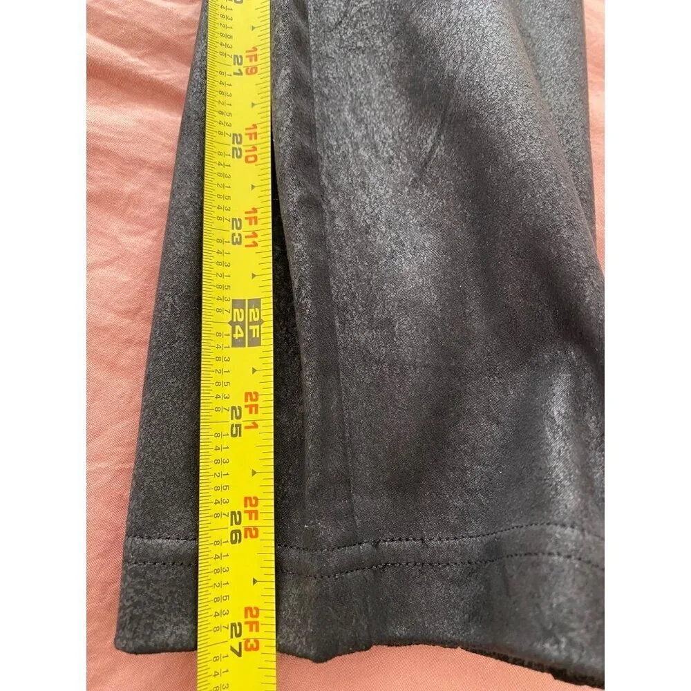Free People Size Medium Midnight Vegan Suede Skinny Black High Rise Leggings